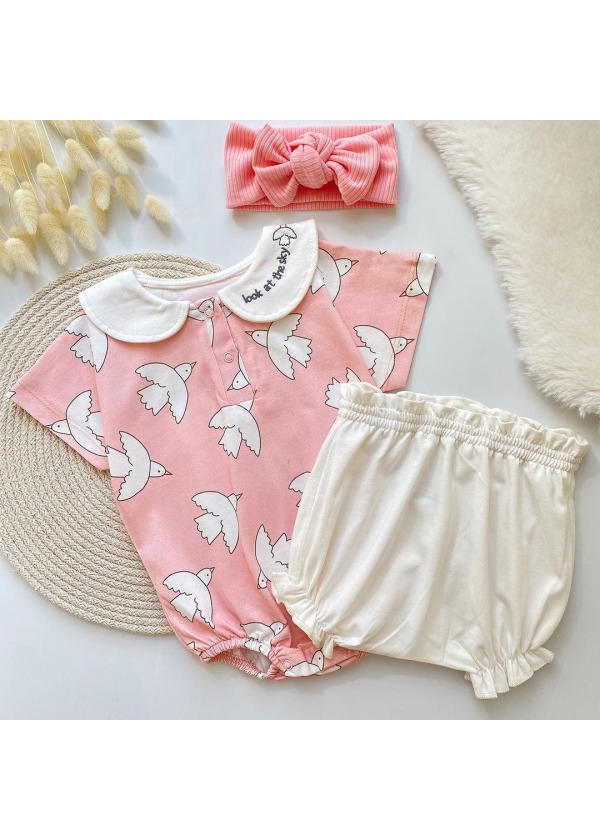 Look Figürlü Kız Bebek Badili Takım 3-9 Ay 100 Cotton